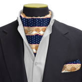 BLUE & GOLD MEDAL SILK CRAVAT & POCKET SQUARE SET